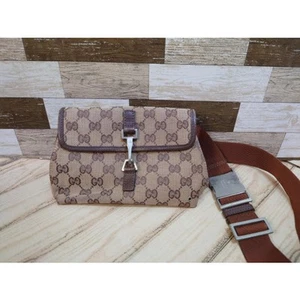 GUCCI GG Logo Taille Sac Bandoulière Pochette T25030104 Marron Beige pour Femme Article