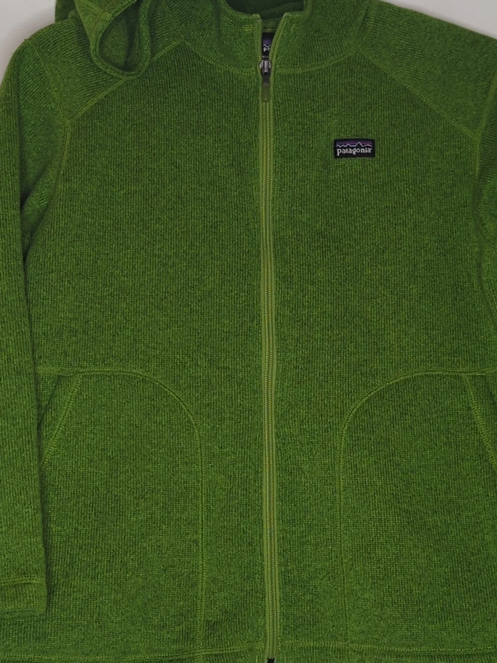 Sudadera con Capucha Patagonia Niños Talla Mediana 10 Cremallera Completa Verde Lima Exterior Foto 2 de 4