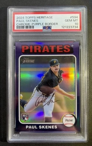 2024 Topps Heritage Paul Skenes Chrome-Purple Ref RC PSA 10 Gem Mint Pop 13