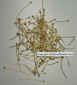 Authentic Head Pins Ball end 100 Gold plated create dangle earrings charms 30mm FPS053B