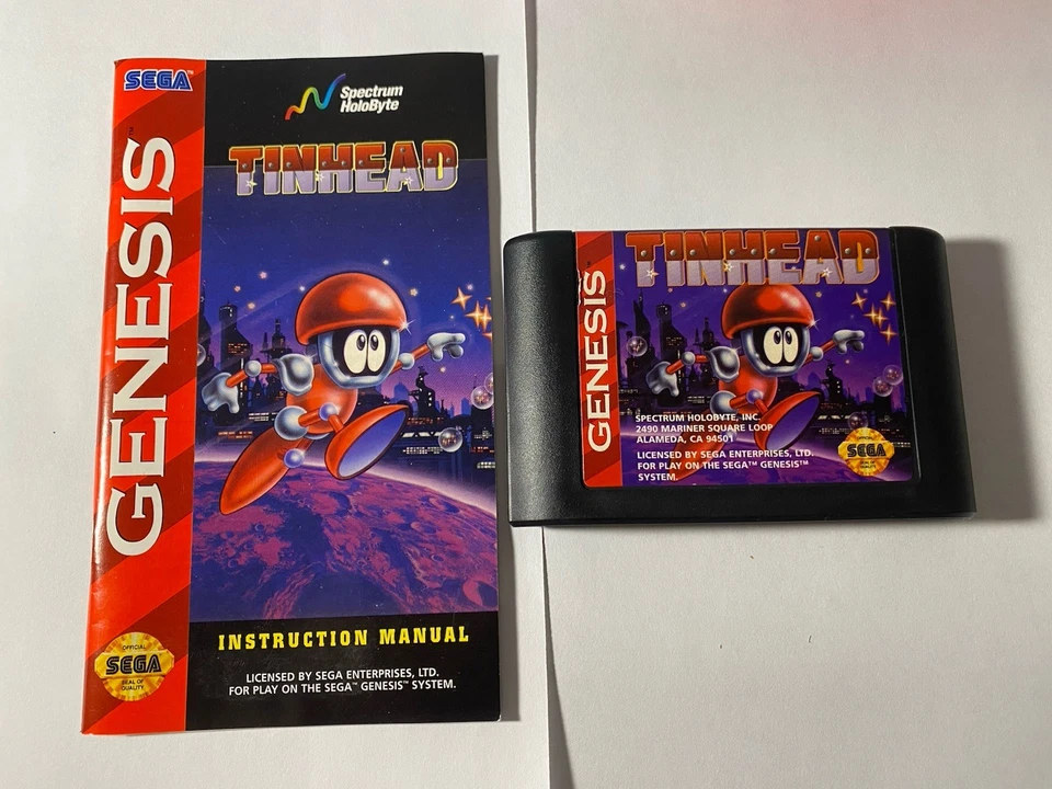 1993 Sega Genesis Tinhead CIB Cardboard Box Version Slight Damage To Box - Image 2 of 4
