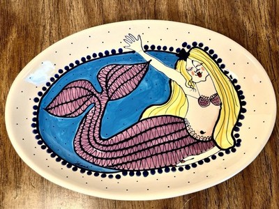 VTG  Come Dream With Me Artware by Diane,Blonde Mermaid Stoneware 2001 Platter