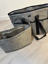 Damero Grey Laptop Tote Bag + Felt Organiser Insert – Spacious & Stylish