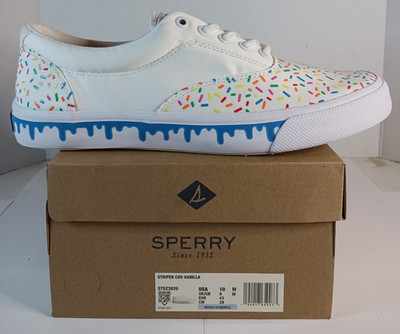 Sperry Striper II CVO 'Vanilla Cone-Rainbow Sprinkles' Sneakers Shoes Mens 10 US