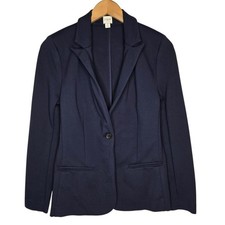 J. Crew Ponte Work Blazer Women Navy Unlined One Button Office Pointed Lapel 4