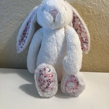 Authentic Jellycat Blossom Cream Bunny Pink Floral   Small Euc Pink Nose a50