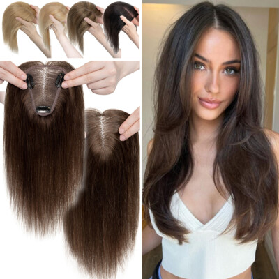 Clip In Toupet Haarteile Damen Indisches Echthaar Topper Toupee Haar Extensions