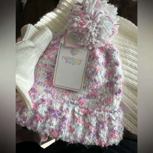 NWT Rainbow Sugar Girls 3 Piece Pink/White Cold Weather Set Beanie/Gloves/Scarf - Picture 5 of 5