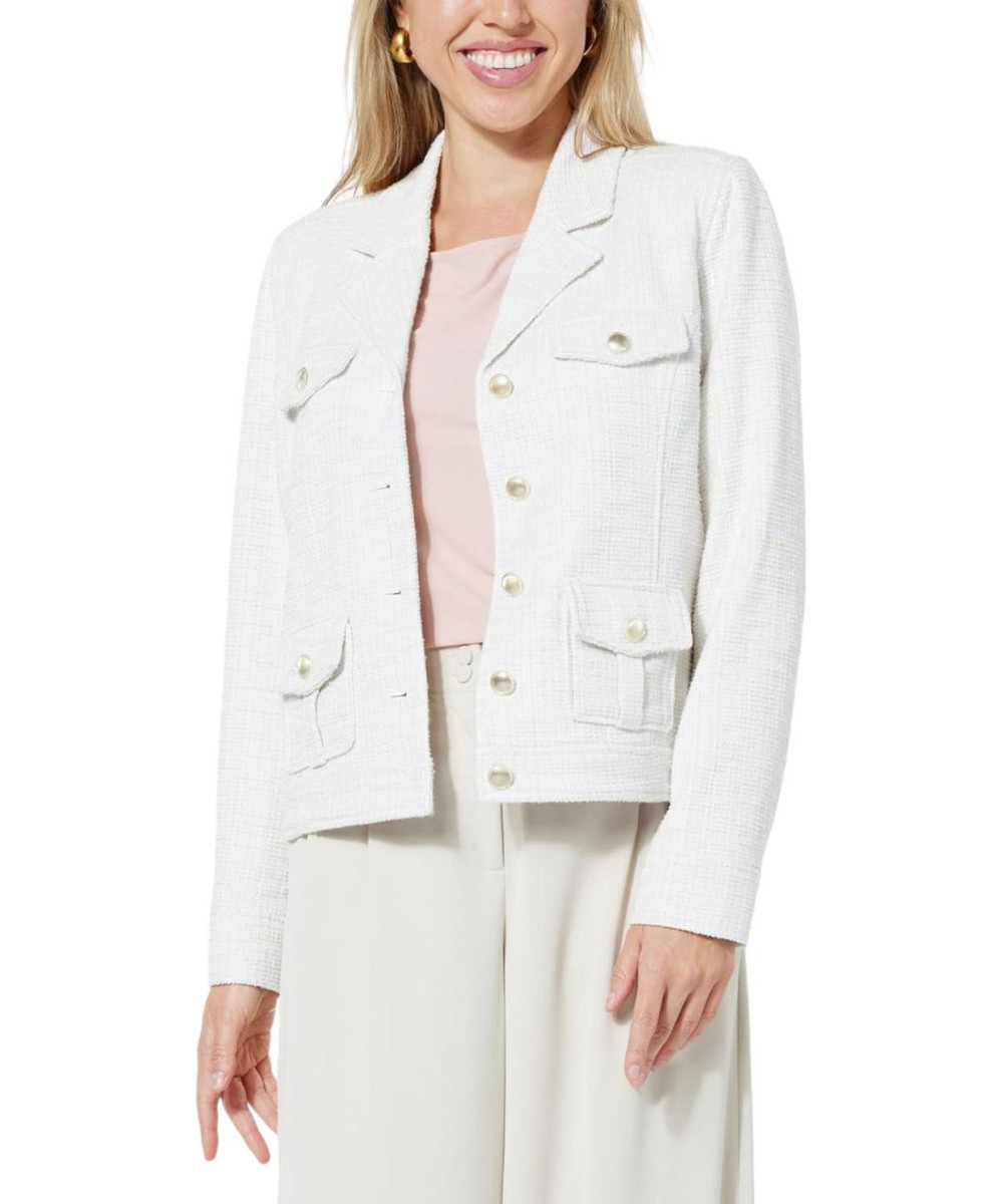ジャケット Tagliatore Cream tweed jacket Jaclyn Smith Stretch Knit Tweed Jacket Cream | eBay