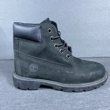 Timberland 6-Inch Premium Boot Black Nubuck Youth - Sz 13 M