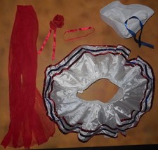 NWT Dance Patriotic White Tutu Sequin Red Blue Edging Sailor Gob Hat Sm Child