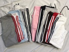 Women capris jersey gym athletic gray white red brown blue Small Med Large NEW