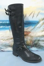 Aldo Size 7.5/38 Black Leather Calf Knee High Tall Riding Zipper Boots For Women