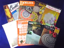 Lot of 8 Coats & Clark Crochet Pattern Books- Doilies, Bedspreads, Tablecloths