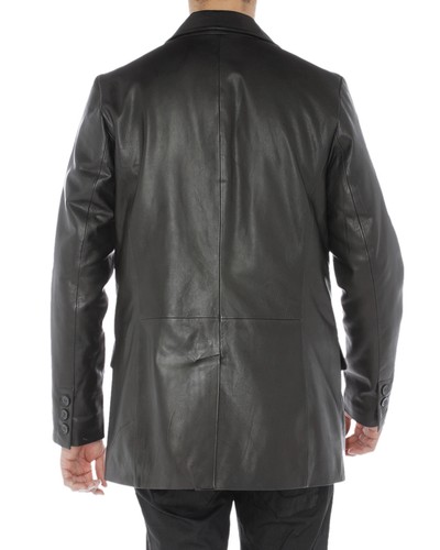 LUCIANO NATAZZI Mens Nappa Leather Blazer 2 Button Modern Fit - Picture 3 of 5