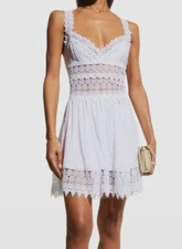 $426 Charo Ruiz Ibiza Women's White Scalloped Edge A Line Mini Dress Size L