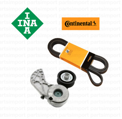 Drive belt + Tensioner with Roller CONTINENTAL / INA for Porsche CAYENNE