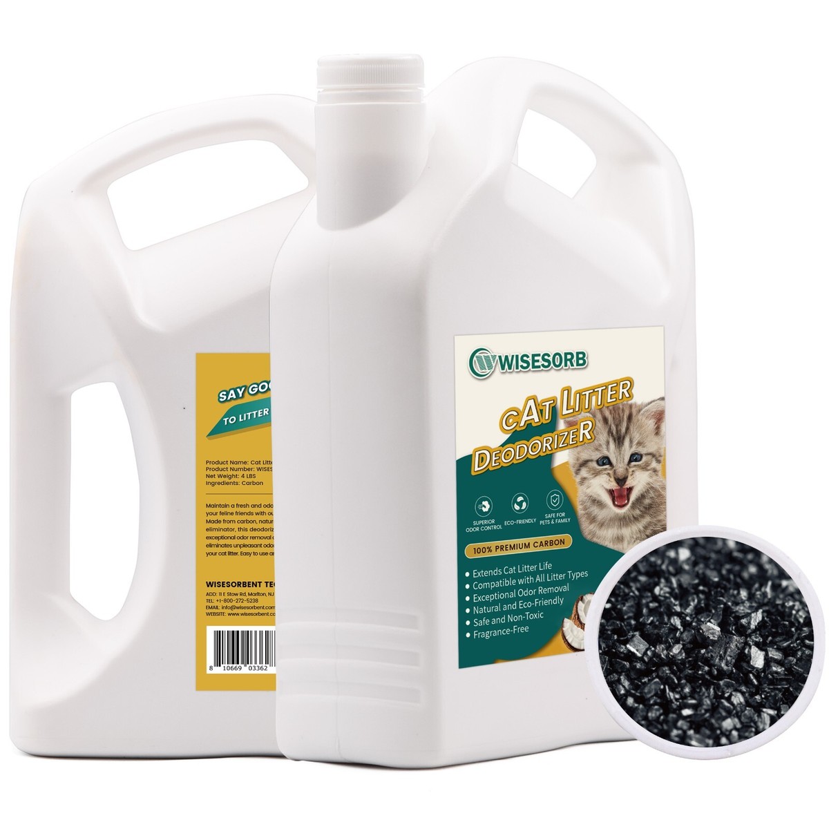 3Pcs 4LBS Cat Litter Deodorizer Activated Carbon, Odor Eliminator