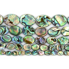 8mm to 20mm Natural abalone shell flat oval loose beads strand 16"