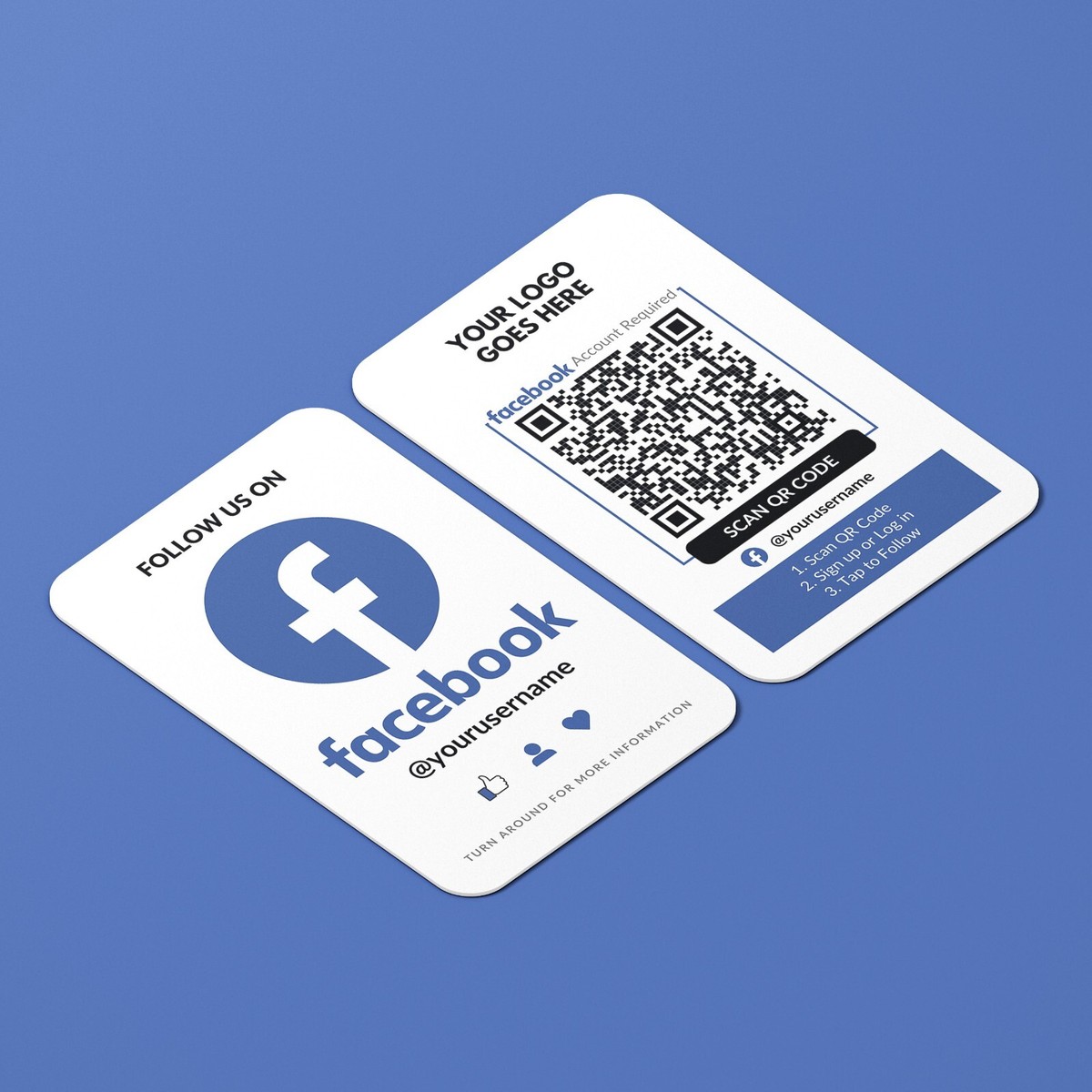 100 Business Cards with Facebook Business Card, Logo QR Code