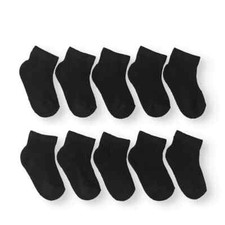 Wonder Nation Boys Black 10 Pack Cushioned Ankle Socks Size 9-2 1/2