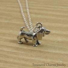 Silver Basset Hound Charm Necklace - Hound Dog Puppy Pendant Jewelry NEW