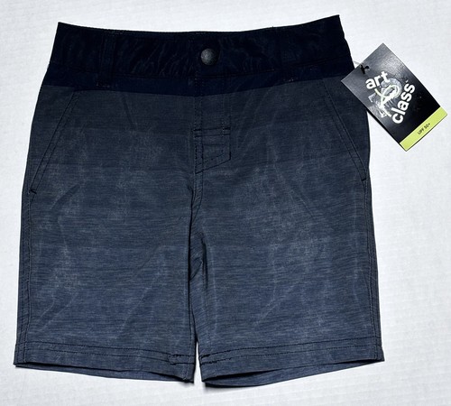 Art Class Boys' Ombre Swim Trunks Size 4 Black Gray Snap Closure UPF 50+ NWT