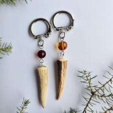 Natural deer antler keychain, Handmade keychain, Crafts