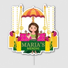 Personalised Mendi Mehndi  Cake Topper NAME Celebration Party Decoration