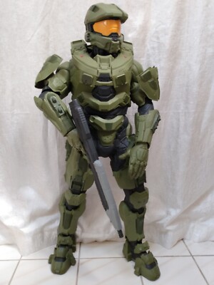 31 Inch MASTER CHIEF Rare 2015 Halo Action Figure Jakks Pacific Green Black Suit