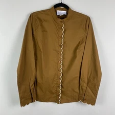 The Shirt By Rochelle Behrens The Icon Shirt Size Medium Brown Scallop Trim