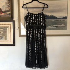 Forever 21 Black Zebra Print Dress Stripe MIDI Sz 12 A1555