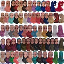 2-6Y One Piece Amira Hijab Muslim Kids Girls Shawl Scarf Islamic Headscarf Caps