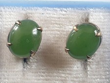 BOUCLES D OREILLES EN JADE ANCIENNES AUTHENTIQUE MONTEES VERMEIL JADE NO JADEIDE