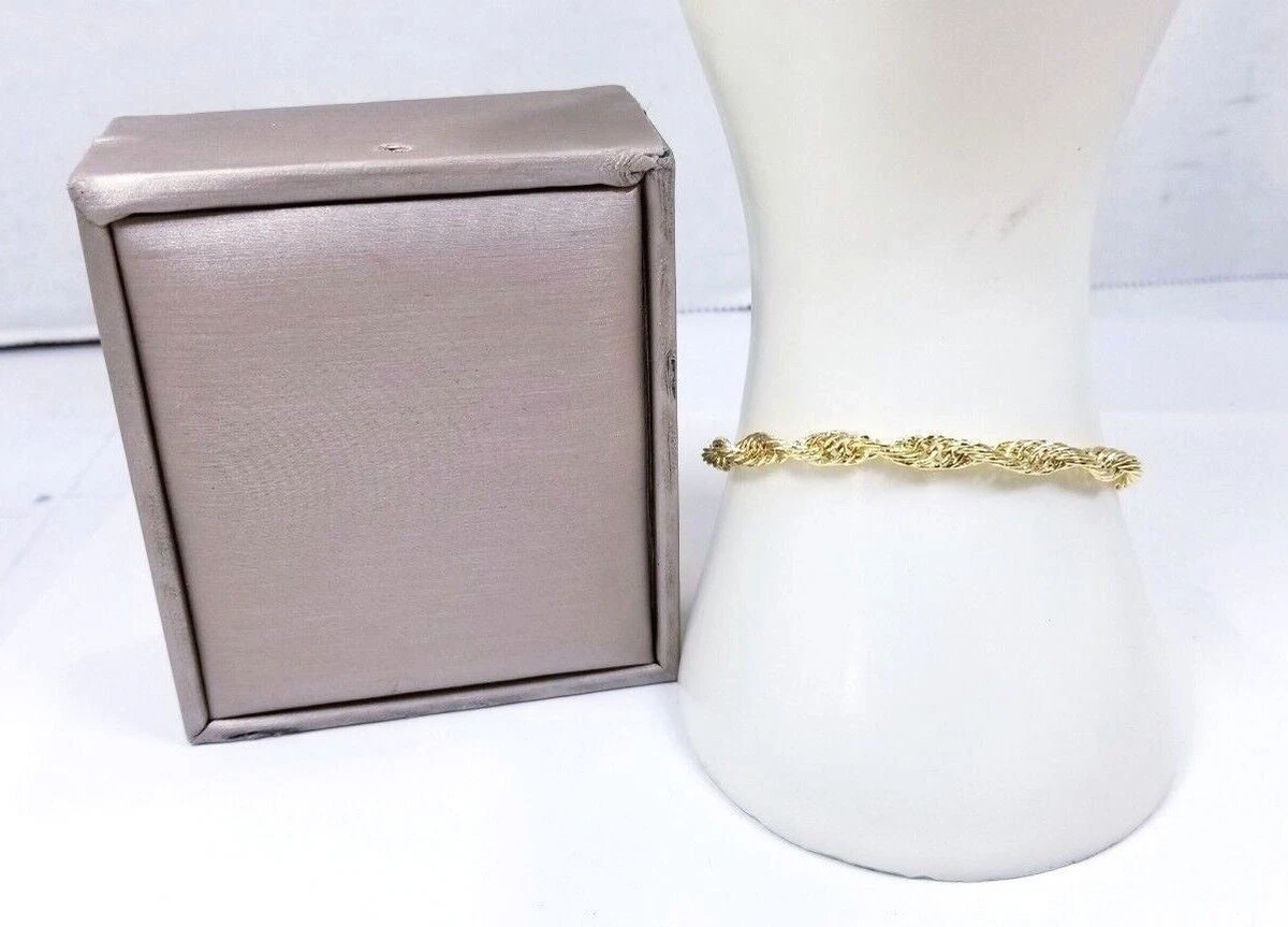 JTV 10K Yellow Gold 5MM Di Cut Singapore Link Bracelet 7.5