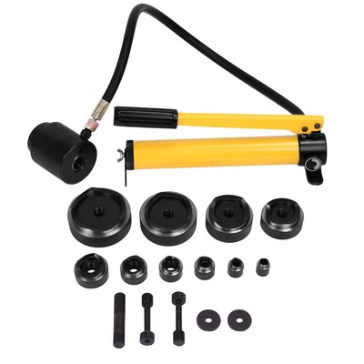 15ton 16-101mm Hydraulic Knockout Punch Kit Hand Pump with 10 Dies