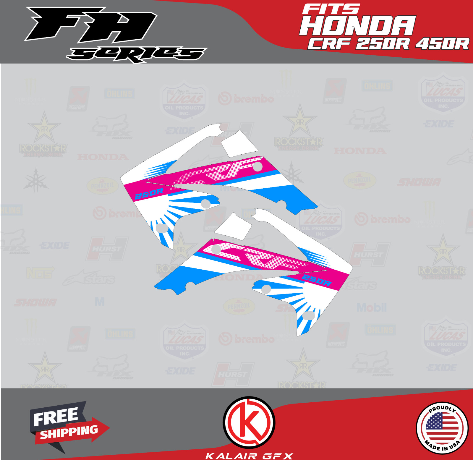 Graphics Kit for Honda CRF250R (2010-2013) & CRF450R (2009-2012) FH - Pink