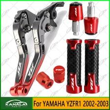 RED For YAMAHA YZFR1 2002-2003 CNC Handle Grips Cap Brake Clutch Levers Set