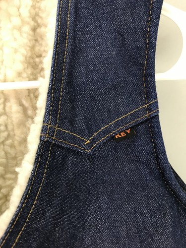 Key Jeans Vintage Boys 16 Sherpa Lined Blue Denim Jean Snap Blue Vest RUNS SMALL - Picture 5 of 13