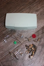 Motgomery Ward's Signature Sewing Machine Parts Attachments. Seafoam Green Box!