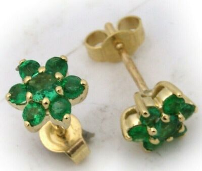 Orecchini Da Donna In Vera Smeraldo Oro Giallo 750 Chiodo Oro 18