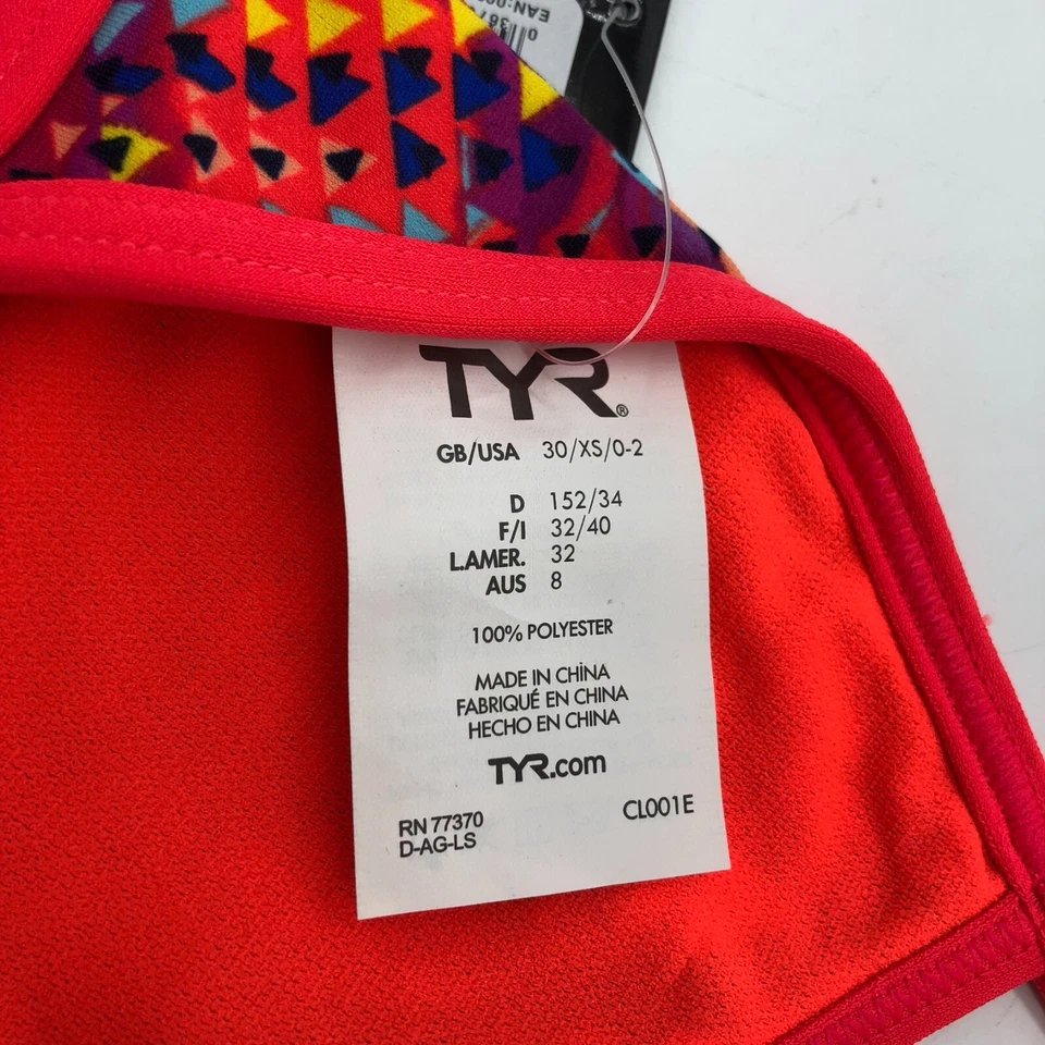 TYR тренировки бикини Machu Valley верхний с ремешками геометрический фиолетовый розовый XS 0/2 - Изображение 4 из 4