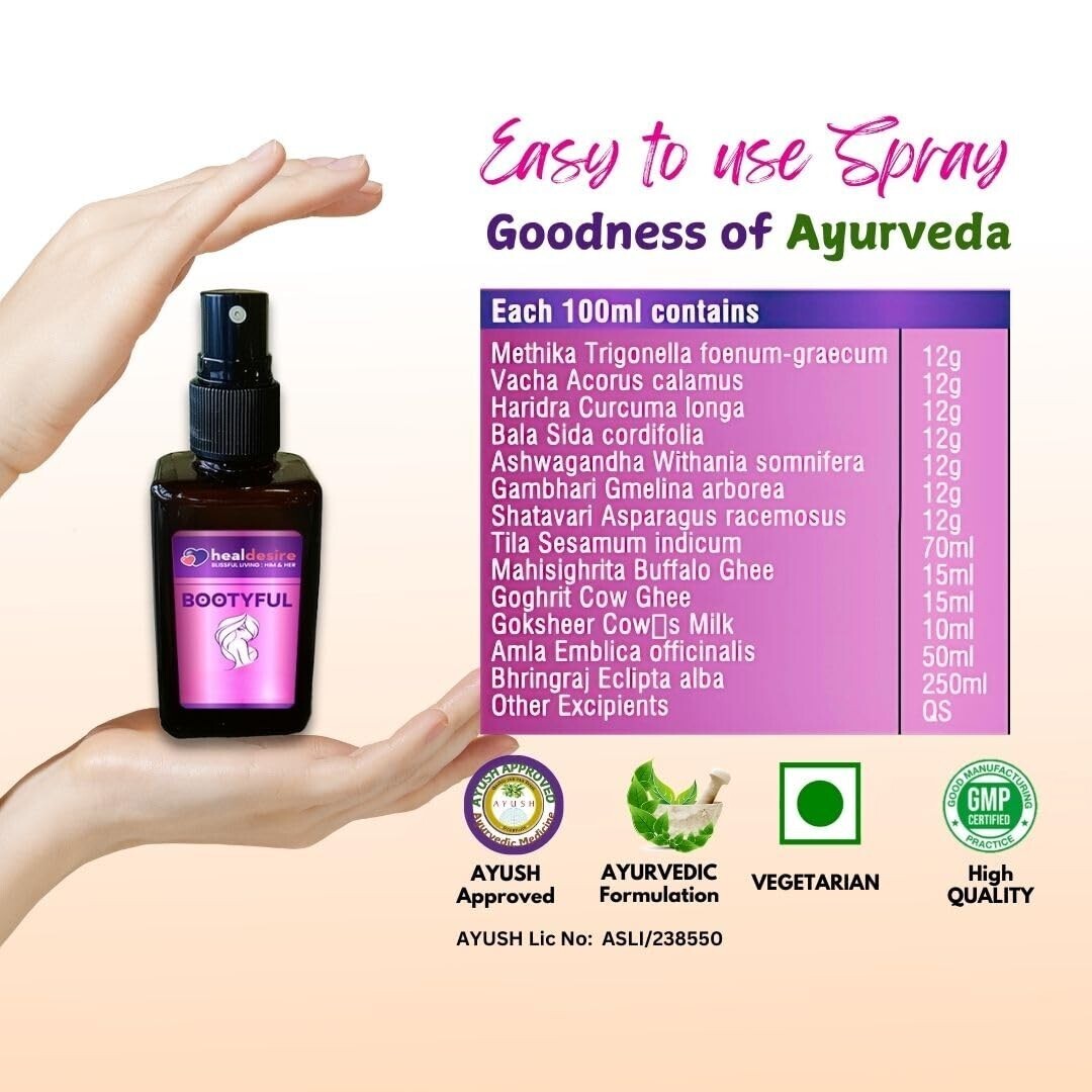 Bootyful Massage Oil Spray for Women Shape Up for Fuller, Firmer Body 50 ml