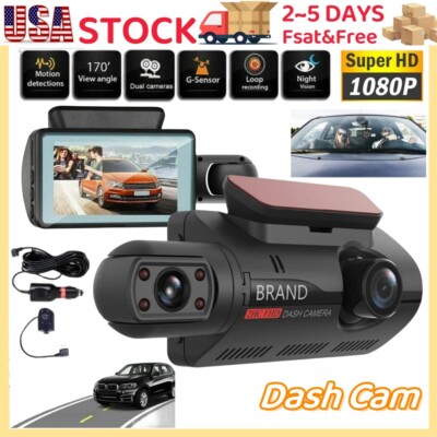 1080P Dual Lens Car DVR Dash Cam Video Recorder G-Sensor Front And Inside Camera
