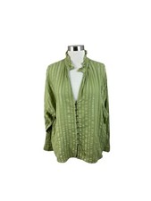 Anthropologie Pilcro XL Green Metallic Stripe V Neck Oversized Blouse