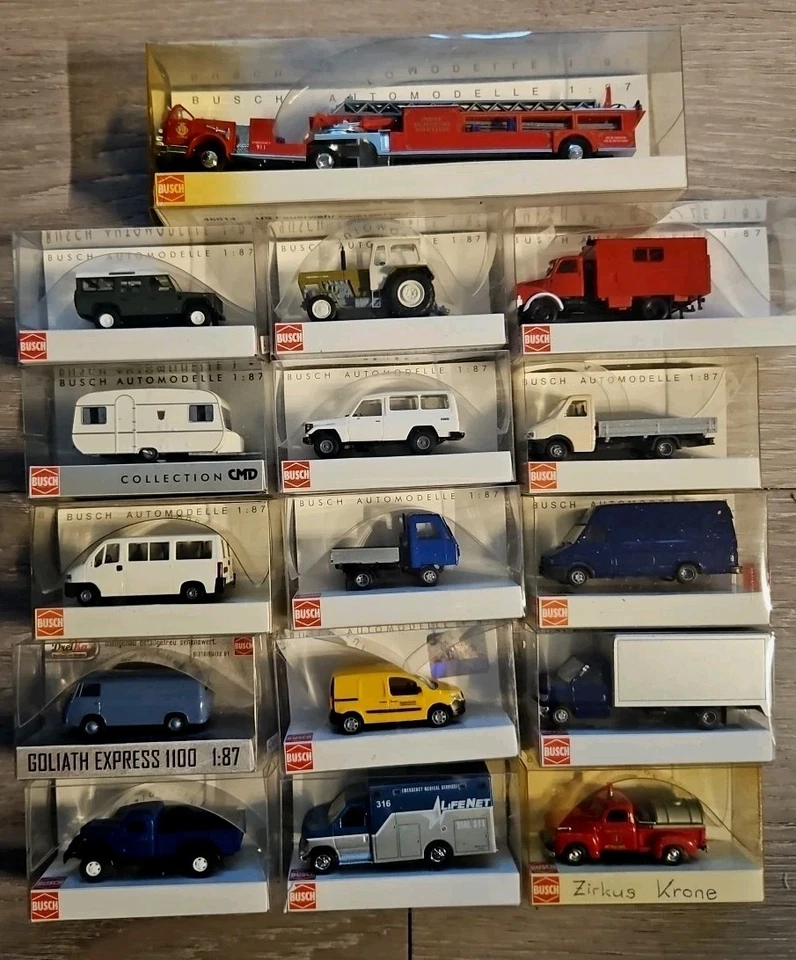  Konvolut Busch  16 Modellautos 1:87 , alle In OVP