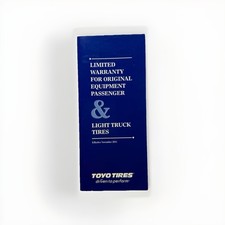 Toyota Toyo Tires Warranty OEM Owner's Manual Service Repair Instruction Guide