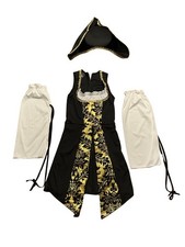 Halloween Pirate Dress Costume/Leg Avenue Sea BuccaneBlack/Gold/White S/P Petite