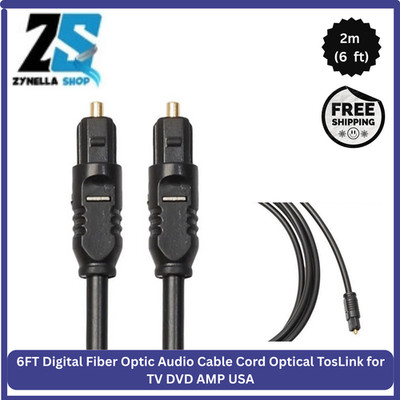 6FT Digital Fiber Optic Audio Cable Cord Optical TosLink for TV DVD AMP USA