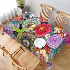 Mandala Flower Tablecloth Table Cover Washable Tabletop for Kitchen Dinning